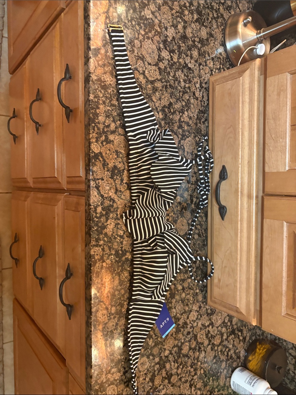 Apt. 9 Black and White Striped Bikini Top